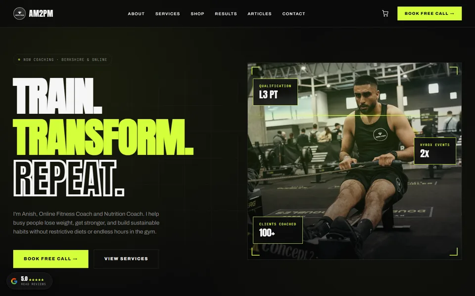 The AM2PM Fitness website